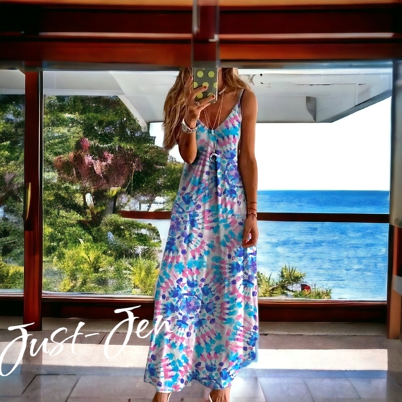 Women's Plus Size Elegant Blue Sky Casual Floral Dress!! - Picture 7 of 10